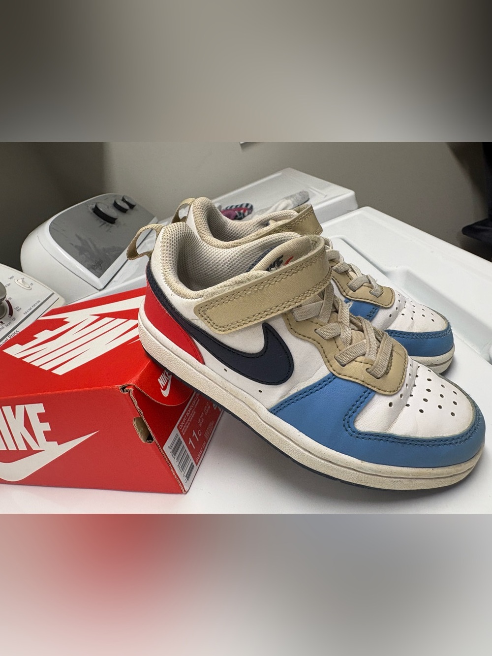 OFFERS OPEN! Nike Kids 11c court Low Sneakers Borough Low Recraft blue crimson